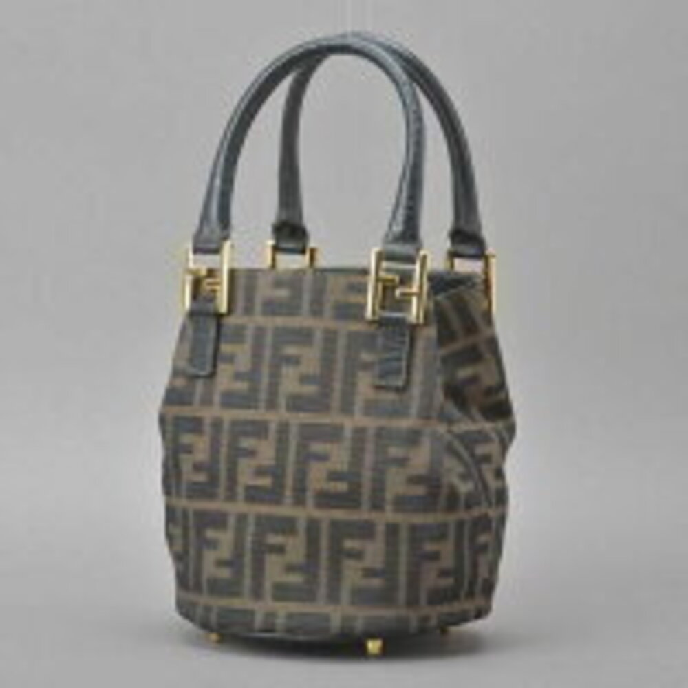 FENDI Zucca handbag jacquard leather black brown bag tote FF hardware